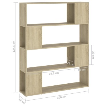 vidaXL Βιβλιοθήκη/Διαχωριστικό Χώρου Sonoma Δρυς 100x24x124cm 1 τεμ.