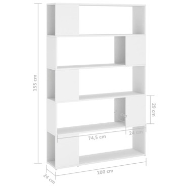 vidaXL Βιβλιοθήκη/Διαχωριστικό Χώρου Λευκό 100x24x155cm Επεξ. Ξύλο 1 τεμ.