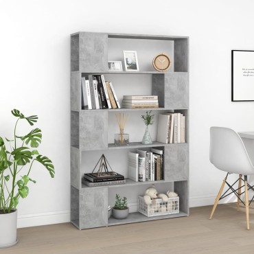 vidaXL Βιβλιοθήκη/Διαχωρ. Χώρου Γκρι Σκυροδ. 100x24x155cm Επεξ. Ξύλο 1 τεμ.