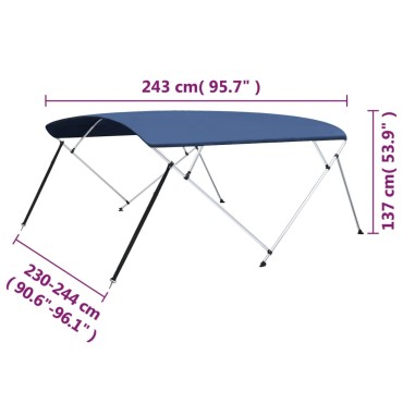 vidaXL Τέντα Σκάφους με 4 Αψίδες Μπλε Ναυτικό 243x(230-244)x137 εκ.