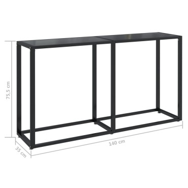 vidaXL Τραπέζι Κονσόλα Μαύρο 140x35x75,5cm από Ψημένο Γυαλί 1 τεμ.