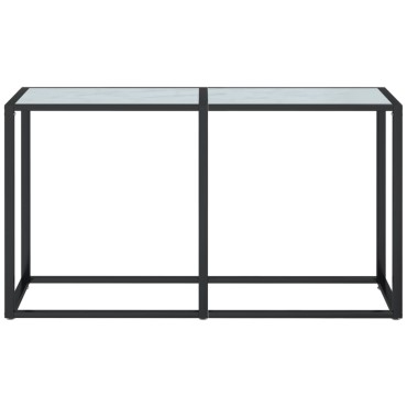 vidaXL Τραπέζι Κονσόλα Λευκό Όψη Μαρμάρου 140x35x75,5cm Ψημένο Γυαλί 1 τεμ.