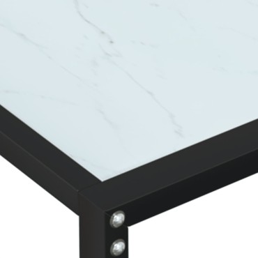 vidaXL Τραπέζι Κονσόλα Λευκό Όψη Μαρμάρου 140x35x75,5cm Ψημένο Γυαλί 1 τεμ.