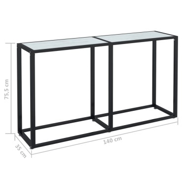 vidaXL Τραπέζι Κονσόλα Λευκό Όψη Μαρμάρου 140x35x75,5cm Ψημένο Γυαλί 1 τεμ.