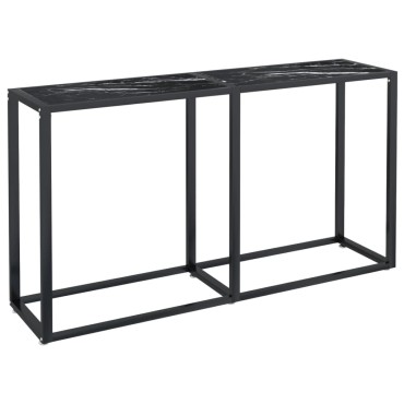 vidaXL Τραπέζι Κονσόλα Μαύρο Όψη Μαρμάρου 140x35x75,5cm Ψημένο Γυαλί 1 τεμ.