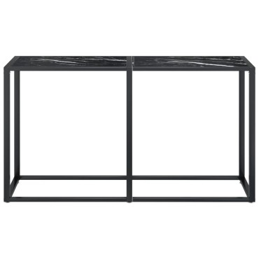 vidaXL Τραπέζι Κονσόλα Μαύρο Όψη Μαρμάρου 140x35x75,5cm Ψημένο Γυαλί 1 τεμ.