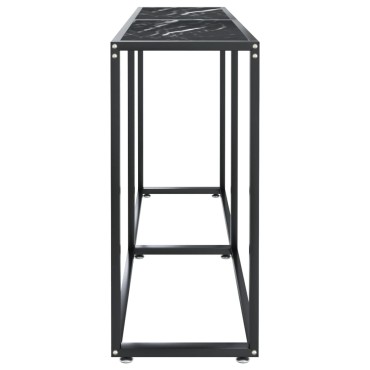 vidaXL Τραπέζι Κονσόλα Μαύρο Όψη Μαρμάρου 140x35x75,5cm Ψημένο Γυαλί 1 τεμ.