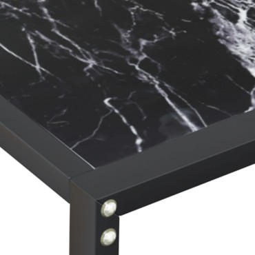 vidaXL Τραπέζι Κονσόλα Μαύρο Όψη Μαρμάρου 140x35x75,5cm Ψημένο Γυαλί 1 τεμ.