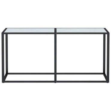 vidaXL Τραπέζι Κονσόλα Λευκό Όψη Μαρμάρου 160x35x75,5cm Ψημένο Γυαλί 1 τεμ.