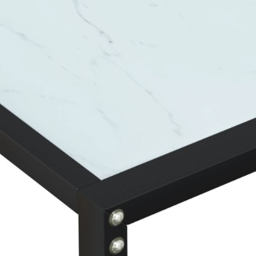 vidaXL Τραπέζι Κονσόλα Λευκό Όψη Μαρμάρου 160x35x75,5cm Ψημένο Γυαλί 1 τεμ.