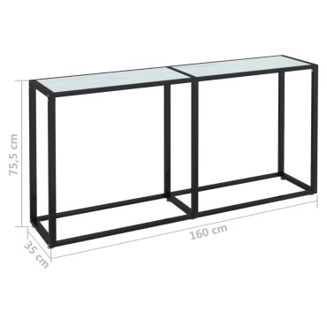 vidaXL Τραπέζι Κονσόλα Λευκό Όψη Μαρμάρου 160x35x75,5cm Ψημένο Γυαλί 1 τεμ.