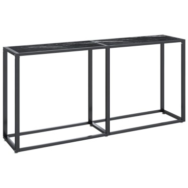 vidaXL Τραπέζι Κονσόλα Μαύρο Όψη Μαρμάρου 160x35x75,5cm Ψημένο Γυαλί 1 τεμ.