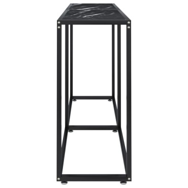 vidaXL Τραπέζι Κονσόλα Μαύρο Όψη Μαρμάρου 160x35x75,5cm Ψημένο Γυαλί 1 τεμ.