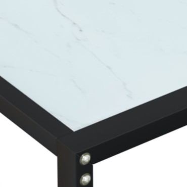 vidaXL Τραπέζι Κονσόλα Λευκό Όψη Μαρμάρου 180x35x75,5cm Ψημένο Γυαλί 1 τεμ.