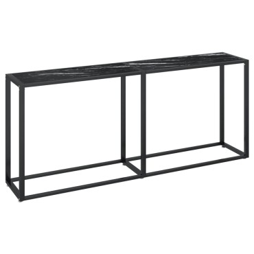 vidaXL Τραπέζι Κονσόλα Μαύρο Όψη Μαρμάρου 180x35x75,5cm Ψημένο Γυαλί 1 τεμ.