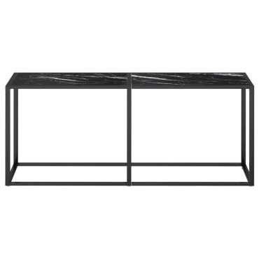 vidaXL Τραπέζι Κονσόλα Μαύρο Όψη Μαρμάρου 180x35x75,5cm Ψημένο Γυαλί 1 τεμ.