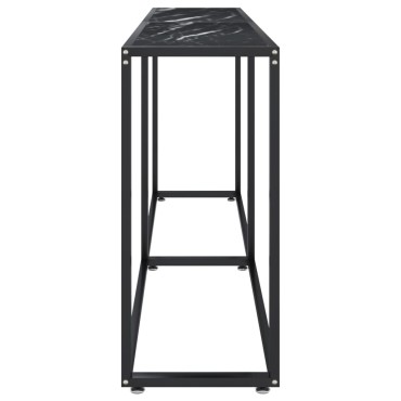 vidaXL Τραπέζι Κονσόλα Μαύρο Όψη Μαρμάρου 180x35x75,5cm Ψημένο Γυαλί 1 τεμ.