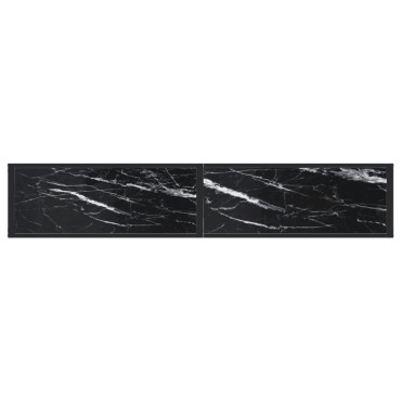 vidaXL Τραπέζι Κονσόλα Μαύρο Όψη Μαρμάρου 180x35x75,5cm Ψημένο Γυαλί 1 τεμ.