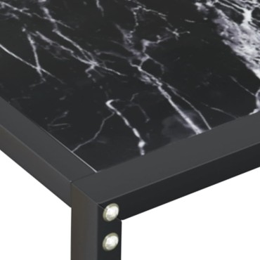 vidaXL Τραπέζι Κονσόλα Μαύρο Όψη Μαρμάρου 180x35x75,5cm Ψημένο Γυαλί 1 τεμ.
