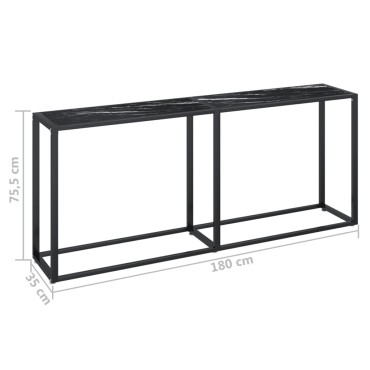 vidaXL Τραπέζι Κονσόλα Μαύρο Όψη Μαρμάρου 180x35x75,5cm Ψημένο Γυαλί 1 τεμ.