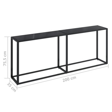 vidaXL Τραπέζι Κονσόλα Μαύρο 200x35x75,5cm από Ψημένο Γυαλί 1 τεμ.