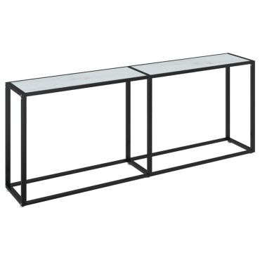 vidaXL Τραπέζι Κονσόλα Λευκό Όψη Μαρμάρου 200x35x75,5cm Ψημένο Γυαλί 1 τεμ.