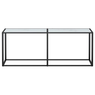 vidaXL Τραπέζι Κονσόλα Λευκό Όψη Μαρμάρου 200x35x75,5cm Ψημένο Γυαλί 1 τεμ.