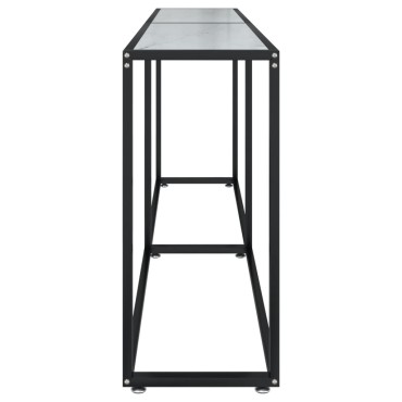 vidaXL Τραπέζι Κονσόλα Λευκό Όψη Μαρμάρου 200x35x75,5cm Ψημένο Γυαλί 1 τεμ.
