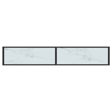 vidaXL Τραπέζι Κονσόλα Λευκό Όψη Μαρμάρου 200x35x75,5cm Ψημένο Γυαλί 1 τεμ.