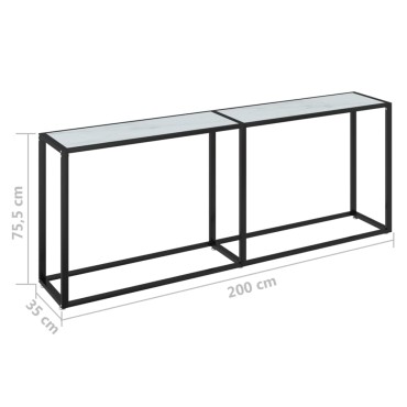 vidaXL Τραπέζι Κονσόλα Λευκό Όψη Μαρμάρου 200x35x75,5cm Ψημένο Γυαλί 1 τεμ.