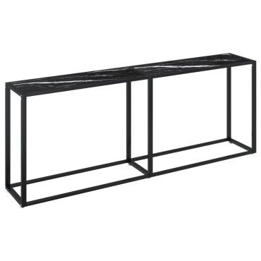 vidaXL Τραπέζι Κονσόλα Μαύρο Όψη Μαρμάρου 200x35x75,5cm Ψημένο Γυαλί 1 τεμ.