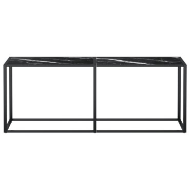 vidaXL Τραπέζι Κονσόλα Μαύρο Όψη Μαρμάρου 200x35x75,5cm Ψημένο Γυαλί 1 τεμ.