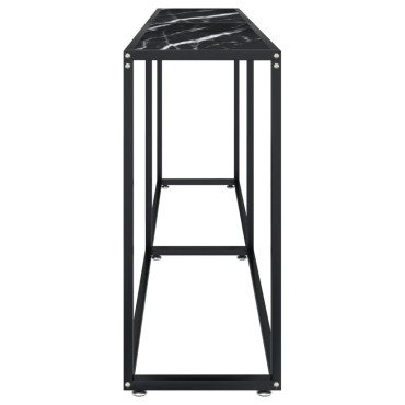 vidaXL Τραπέζι Κονσόλα Μαύρο Όψη Μαρμάρου 200x35x75,5cm Ψημένο Γυαλί 1 τεμ.