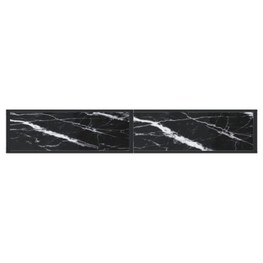 vidaXL Τραπέζι Κονσόλα Μαύρο Όψη Μαρμάρου 200x35x75,5cm Ψημένο Γυαλί 1 τεμ.