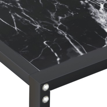 vidaXL Τραπέζι Κονσόλα Μαύρο Όψη Μαρμάρου 200x35x75,5cm Ψημένο Γυαλί 1 τεμ.