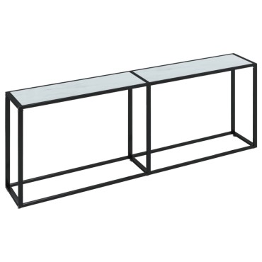 vidaXL Τραπέζι Κονσόλα Λευκό Όψη Μαρμάρου 220x35x75,5cm Ψημένο Γυαλί 1 τεμ.