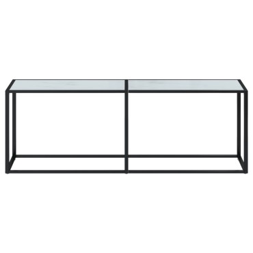 vidaXL Τραπέζι Κονσόλα Λευκό Όψη Μαρμάρου 220x35x75,5cm Ψημένο Γυαλί 1 τεμ.