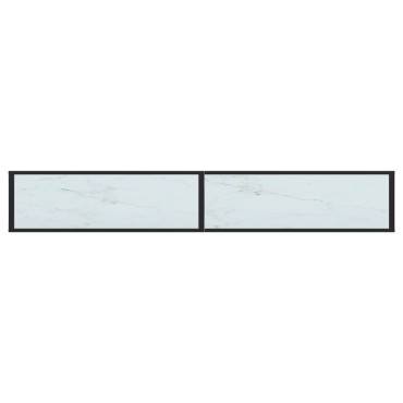 vidaXL Τραπέζι Κονσόλα Λευκό Όψη Μαρμάρου 220x35x75,5cm Ψημένο Γυαλί 1 τεμ.