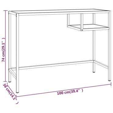 vidaXL Γραφείο Υπολογιστή Διάφανο 100x36x74cm από Ψημένο Γυαλί 1 τεμ.