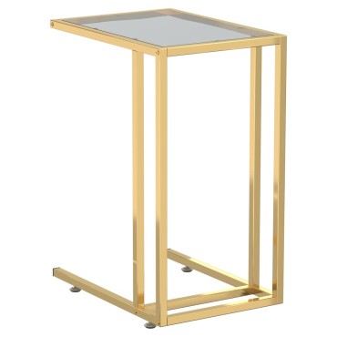 vidaXL Τραπέζι Υπολογιστή Βοηθητικό Μαύρο 50x35x65cm Ψημένο Γυαλί 1 τεμ.