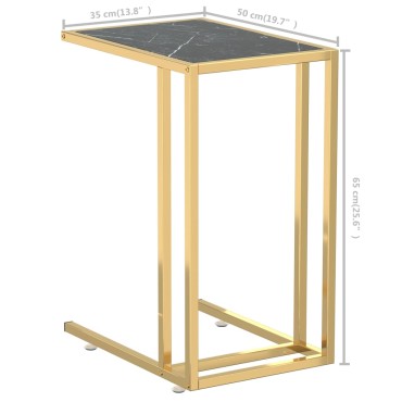 vidaXL Τραπέζι Υπολογ. Βοηθ. Μαύρο Όψη Μαρμάρου 50x35x65cm Ψημ. Γυαλί 1 τεμ.