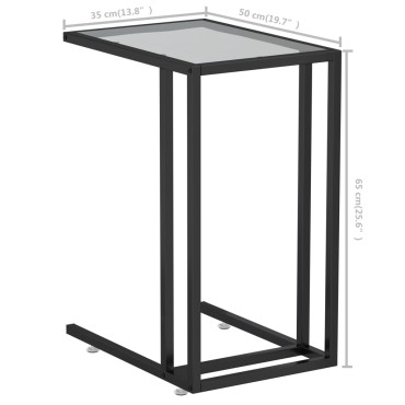 vidaXL Τραπέζι Υπολογιστή Βοηθητικό Μαύρο 50x35x65cm Ψημένο Γυαλί 1 τεμ.
