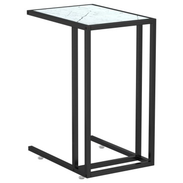 vidaXL Τραπέζι Υπολογ. Βοηθ. Λευκό Οψη Μαρμάρου 50x35x65cm Ψημ. Γυαλί 1 τεμ.