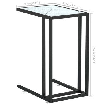 vidaXL Τραπέζι Υπολογ. Βοηθ. Λευκό Οψη Μαρμάρου 50x35x65cm Ψημ. Γυαλί 1 τεμ.