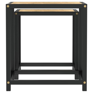 vidaXL Τραπεζάκια 2 τεμ. Μαύρο / Κίτρινο από MDF (μεγάλο μέγεθος) 37x37x40cm