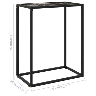 vidaXL Τραπέζι Κονσόλα Μαύρο 60x35x75cm από Ψημένο Γυαλί 1 τεμ.