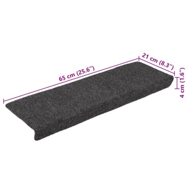 vidaXL Πατάκια Σκάλας 15 τεμ. Ανθρακί 65x21x4 εκ. Βελονιασμένο Ύφασμα