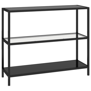 vidaXL Ράφι Διαφανές και Μαύρο 100x36x90cm από Ψημένο Γυαλί 1 τεμ.
