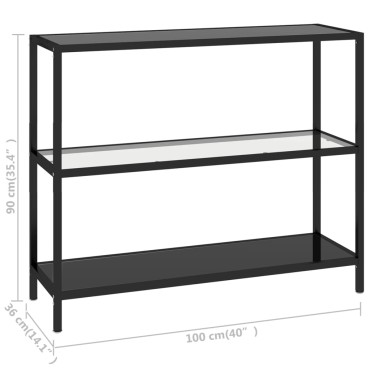 vidaXL Ράφι Διαφανές και Μαύρο 100x36x90cm από Ψημένο Γυαλί 1 τεμ.