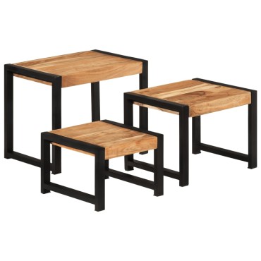 vidaXL Τραπεζάκια Ζιγκόν 3 τεμ. από Μασίφ Ξύλο 60x41x48cm